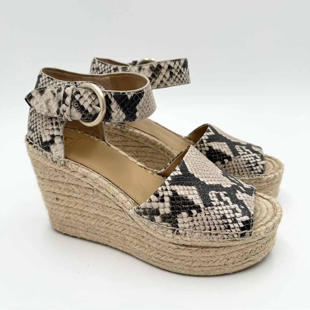 Marc Fisher LTD Alida Espadrille Platform Wedge Shoes Snakeskin Print